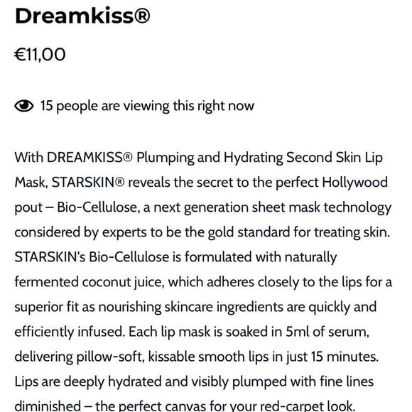 $4 🌙 StarSkin DREAMKISS Plumping & Hydrating Bio Cellulose Lip 👄 MASK‎ NEW - Picture 6 of 6